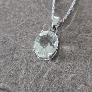 Green Amethyst Pendant and Chain